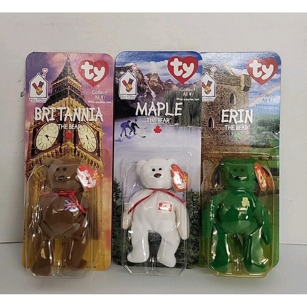 Ty‎ Beanie Babies Britannia Erin Maple The Bear McDonalds Set 1999 Unopened